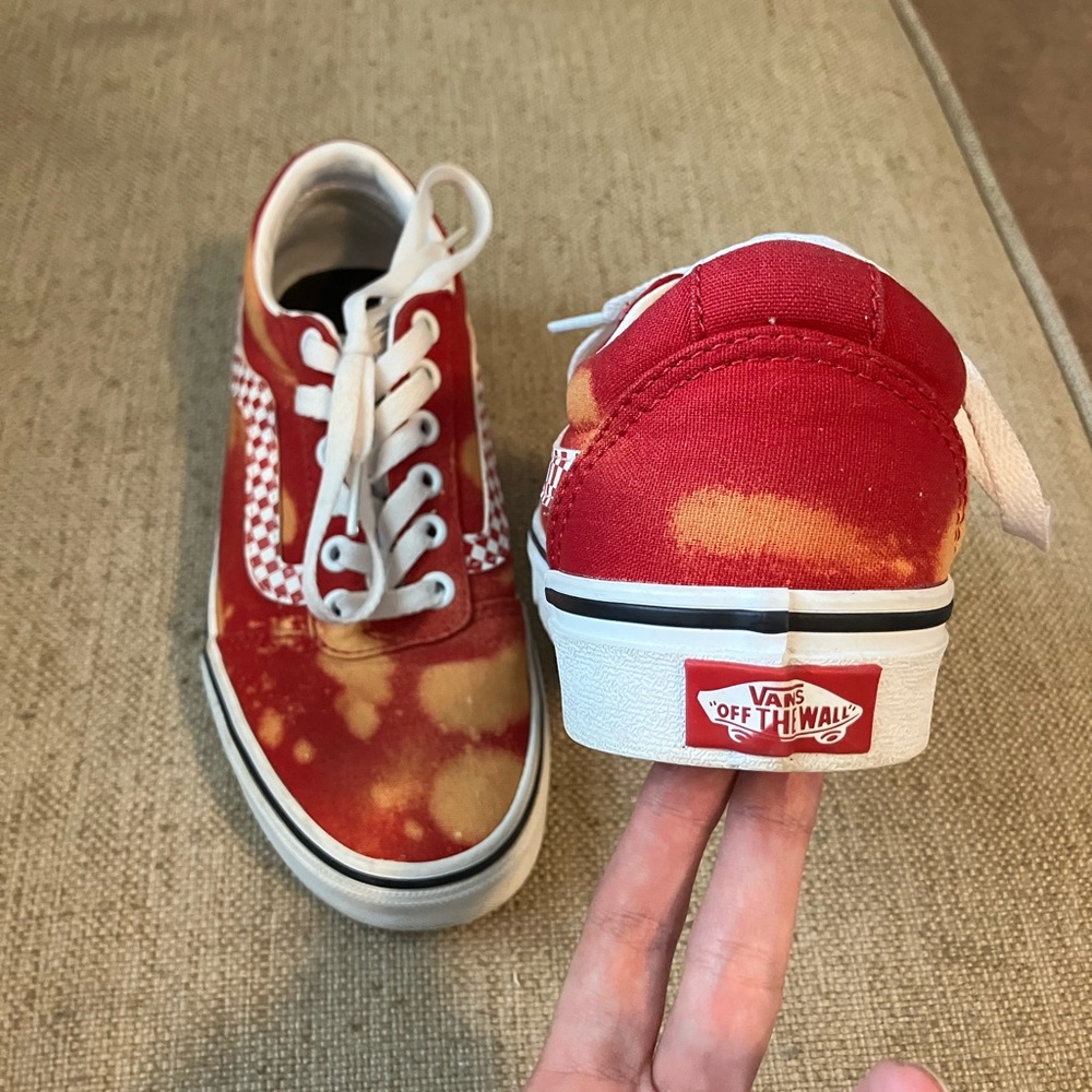 Vans red and orange with red checkered stripe - Picture 3 of 5